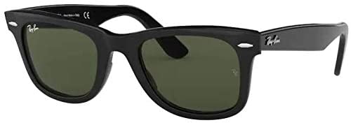 Ray-Ban Wayfarer Sunglasses,54mm,Black/Crystal Green, Black, Size 54 mm