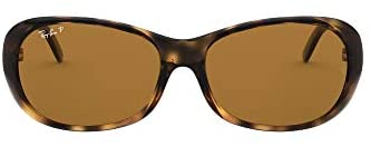 Ray-Ban Women's RB4061 Oval Sunglasses, Tortoise/Polarized Brown, 55 mm