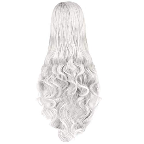Rbenxia Curly Cosplay Wig Long Hair Heat Resistant Spiral Costume Wigs Anime Fashion Wavy Curly Cosplay Daily Party Silver 32