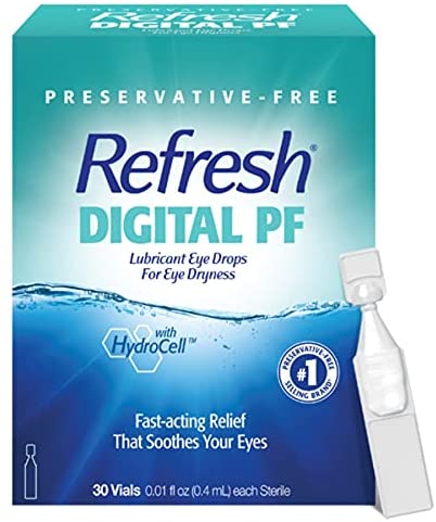 Refresh Digital PF Lubricant Eye Drops, Preservative-Free, 0.01 Fl Oz Single-Use Containers, 30 Count