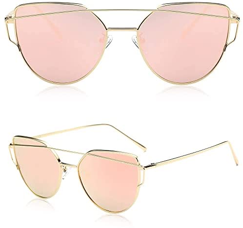 SOJOS Cat Eye Sunglasses for Women Fashion Designer Style Mirrored Lenses SJ1001