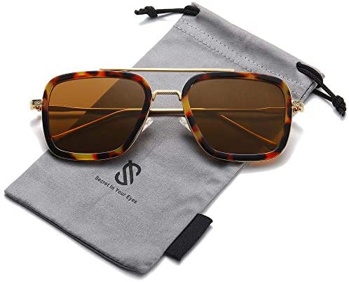 SOJOS Polarized Sunglasses for Men Women Retro Aviator Square Goggle Classic Alloy Frame HERO SJ1126