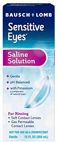 Sensitive Eyes Contact Lens Solution by Bausch & Lomb Saline Solution for Sensitive Eyes, Soft Contact & Gas Permeable Lenses, 12 Fl Oz