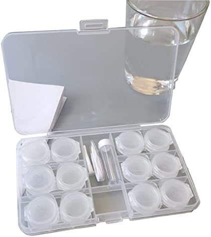 Senyucom 6Piece Contact Lens Case, with tweezers Tool Portable Clear Contact Lens Cases Holder Container Organiser for Travel and Home