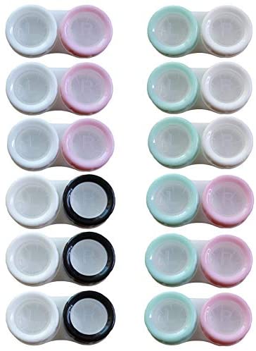 Smanzu 12 Pack Contact Lens case Bulk Colorful Contact Lens Soak Storage Box Holder Container