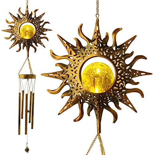 Sun Wind Chimes Solar Metal Wind Chimes,Gardening Gifts,Solar Wind Chimes,mom Gifts from Daughter,Gifts for Grandma, for Mother in Law,Gift for Women Birthday Unique Friend.