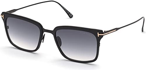 Sunglasses Tom Ford FT 0831 Hayden 02B Matte Black Front W. Shiny Metal/Gradie