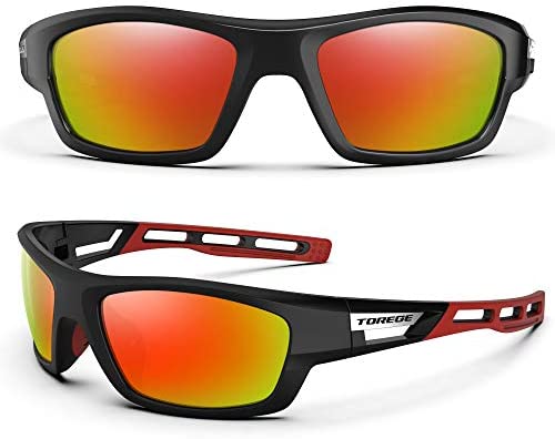 TOREGE Polarized Sports Sunglasses for Man Women Cycling Running Fishing Golf TR90 Unbreakable Frame TR07 Steath Man