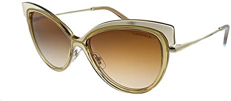 Tiffany & Co. TF 3076 83253B Light Brown Transparent Metal Butterfly Sunglasses Brown Mirror Lens