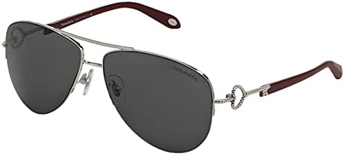 Tiffany & Co. TF3046 - 60013F Sunglasses Silve; Burgundy w/ Grey Lens 57mm