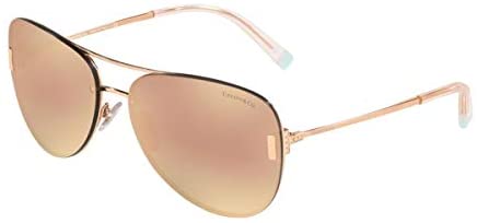 Tiffany & Co TF3066 - 61054Z Sunglasses RUBEDO w/ GREY MIRROR ROSE GOLD Lens 62mm