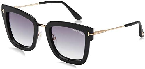 Tom Ford FT0573 01B Shiny Black Lara Square Sunglasses Lens Category 2 Size 52m
