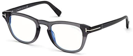 Tom Ford FT5660-B 020 Shiny Transparent Grey Plastic Round Eyeglasses 49mm