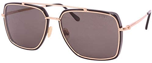 Tom Ford LIONEL FT0750-01D SUNGLASSES Gold/Shiny Black w/Smoke Polarized 60mm