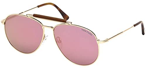 Tom Ford Sean FT0536 28Z Unisex Rose Gold & Pink Mirror Lens Aviator Sunglasses