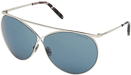 Tom Ford TF761 16V Sunglasses Silver Frame Blue Lenses