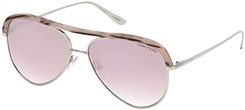 Tom Ford Womens Sabine Non-Polarized Signature Aviator Sunglasses Beige O/S