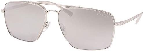 Versace Man Sunglasses, Silver Lenses Metal Frame, 61mm