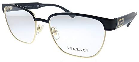 Versace VE 1264 1436_5 Matte Black Gold Metal Oval Eyeglasses 54mm