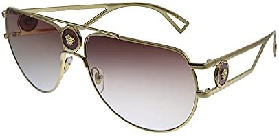 Versace VE 2225 10020P Gold Metal Aviator Sunglasses Brown Gradient Lens