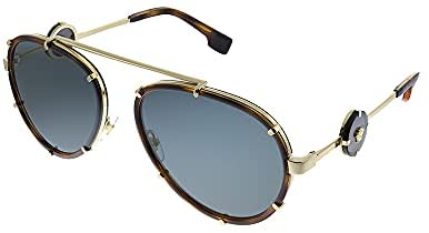 Versace VE 2232 147087 Havana Metal Aviator Sunglasses Grey Lens