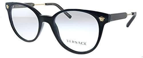 Versace VE 3291 GB1 Black Plastic Oval Eyeglasses 49mm