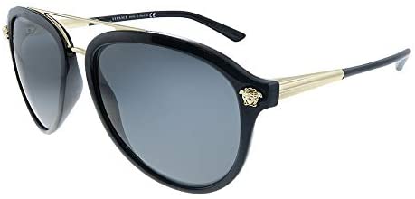 Versace VE 4341 GB1/87 Black Plastic Pilot Sunglasses Grey Lens