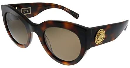 Versace VE 4353 521773 Havana Plastic Cat-Eye Sunglasses Brown Lens