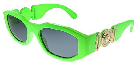 Versace VE 4361 531987 Green Fluo Plastic Geometric Sunglasses Grey Lens