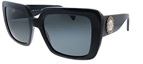 Versace VE 4384B GB1/87 Black Plastic Square Sunglasses Grey Lens