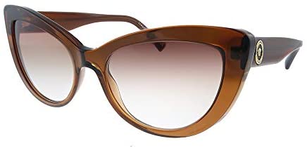 Versace VE 4388 53240P Transparent Brown Plastic Butterfly Sunglasses Orange Gradient Lens