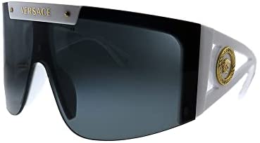 Versace VE 4393 401/87 White Plastic Shield Sunglasses Grey Lens