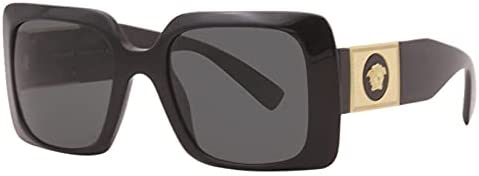 Versace VE 4405 GB1/87 Black Plastic Rectangle Sunglasses Grey Lens