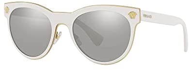 Versace VE2198 Sunglasses - (10026G) White/Light Gray Mirror Silver - 54mm