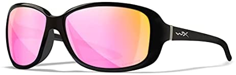Wiley X WX Affinity Womens Captivate Polarized Rose Gold Mirror Gloss Black Sunglasses Green Base, UV Eye Protection and Safety For Outdoor Sports Prescription Ready