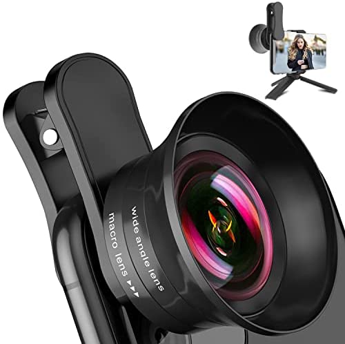 iPhone Camera Lens Pro with Tripod - ANGFLY 4K HD 120° Wide Angle Lens & 20X Super Macro Lens, Phone Camera Lenses Compatible with iPhone Android Samsung One Plus Huawei Phones and Tablets