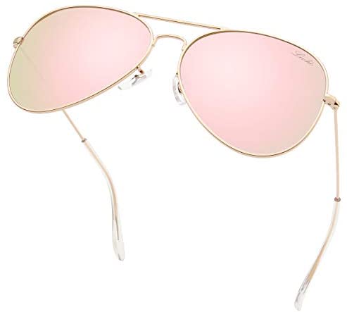 livho Classic Polarized Aviator Sunglasses UV Mirrored Lens Metal Retro Shades