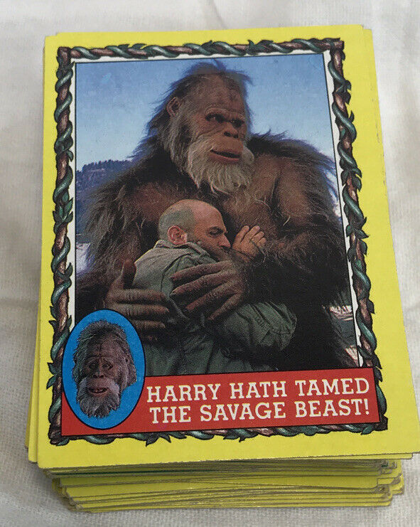 Stack of 77 Harry and the Hendersons 1987 Topps Trading Cards and Stickers.