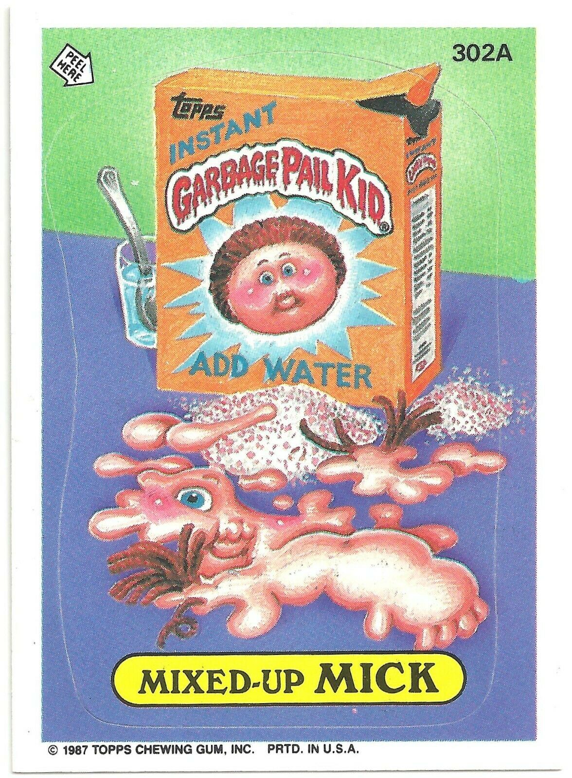 Mixed-Up MICK 302A Vintage Garbage Pail Kids 1987 Series 8 Trading Card