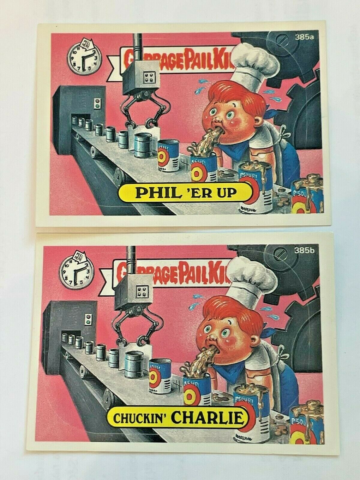Topps Garbage Pail Kids 385a/385b PHIL 'ER UP Chuckin' Trading Card DIECUT ERROR
