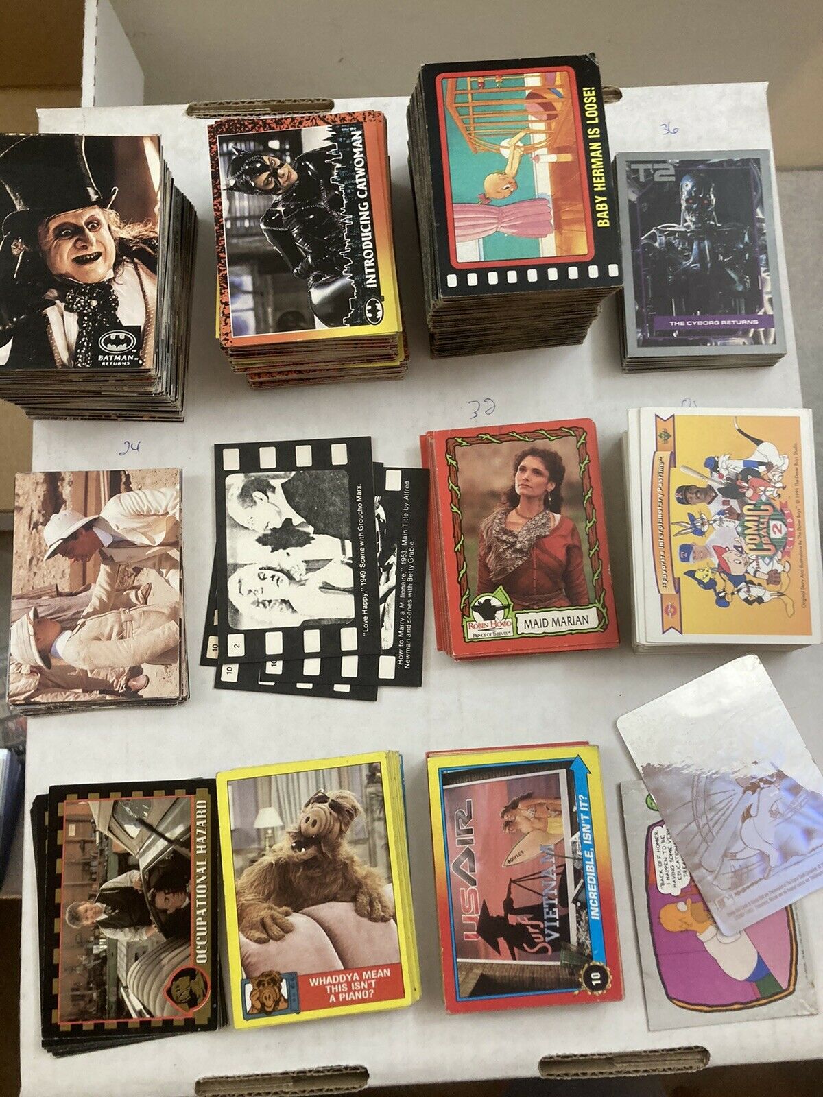 Huge Lot of movie trading cards Various Years Batman Topps T2 Alf Over 500 Cards