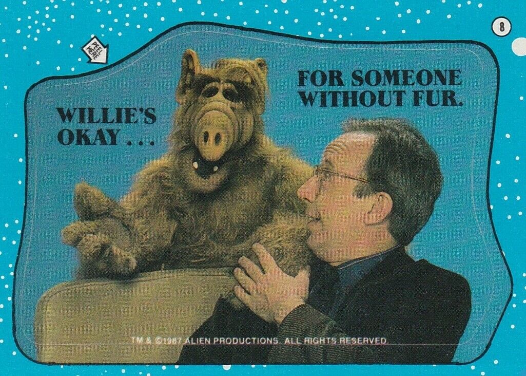 1987 ALF TV SHOW SERIES 1 STICKER SINGLE TRADING CARD #8