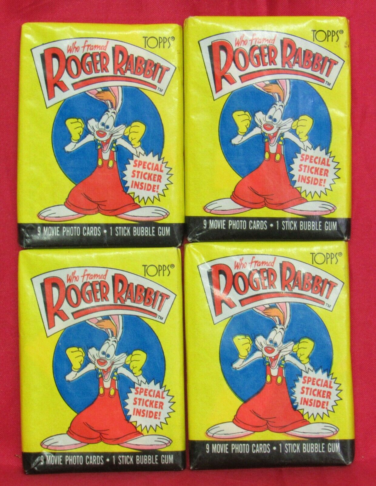 Who Framed Roger Rabbit Movie Trading Cards (Topps, 1988) 4 Wax Packs
