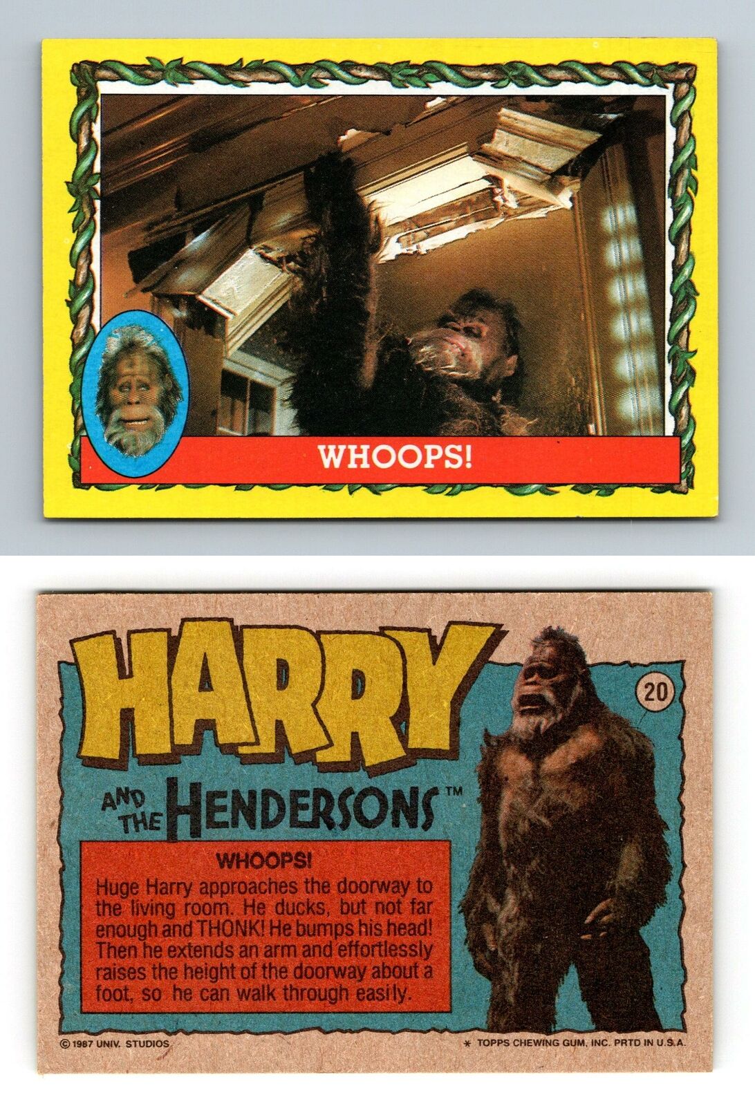 Whoops #20 Harry & The Hendersons 1987 Topps Trading Card