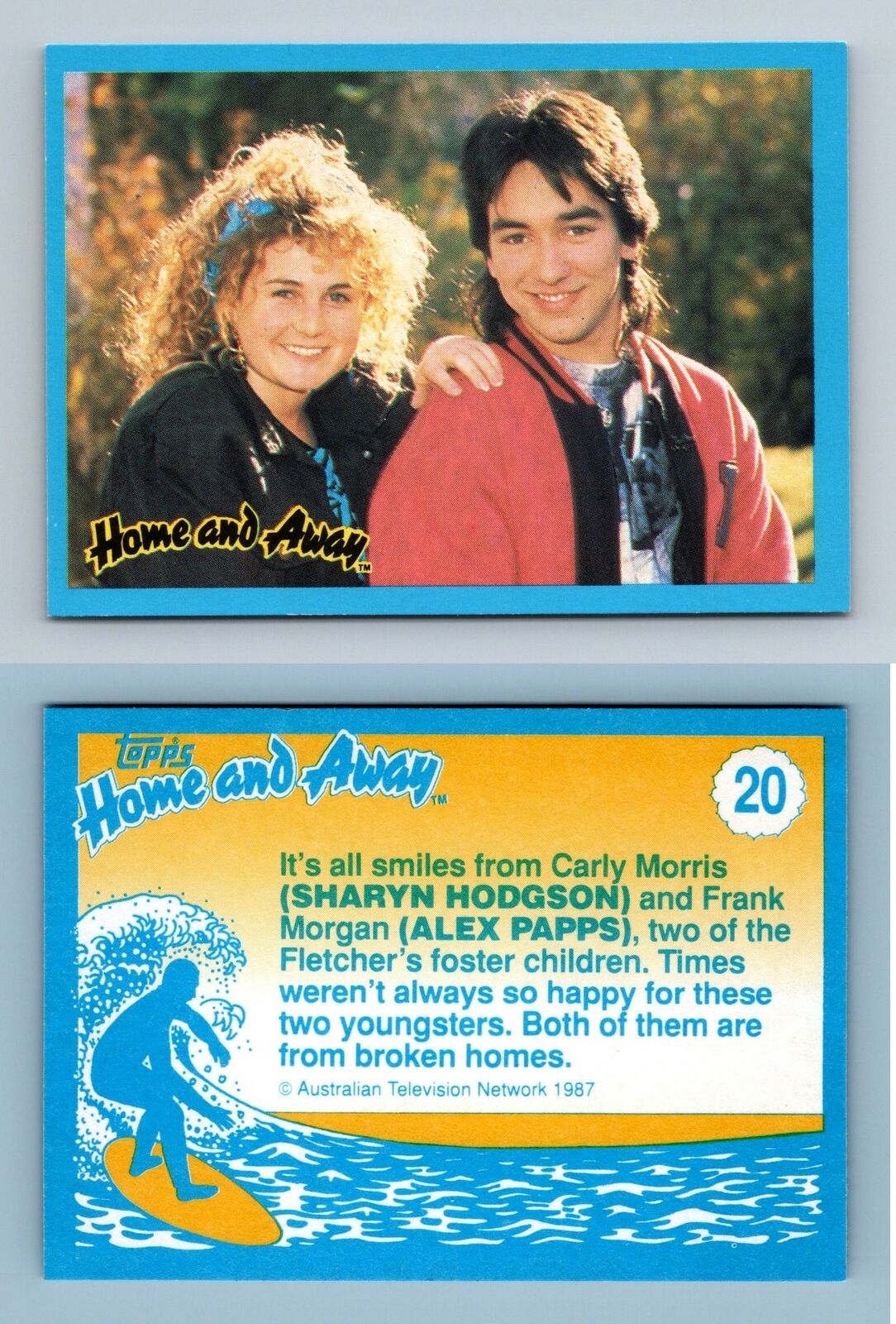 Carly & Frank #20 Home & Away 1987 Topps Trading Card