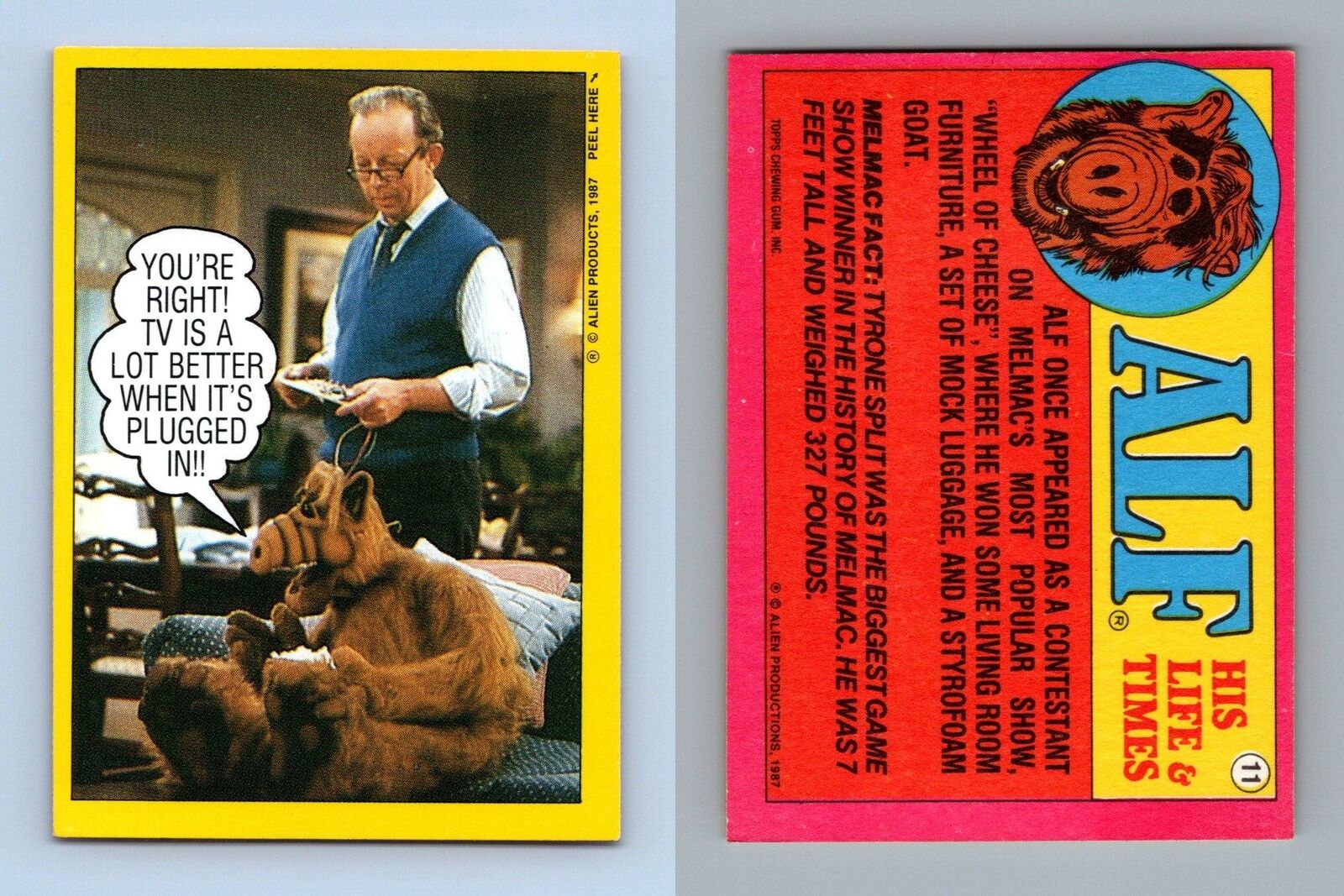 You're Right  #11 Alf 1987 Topps Small Trading Card / Sticker