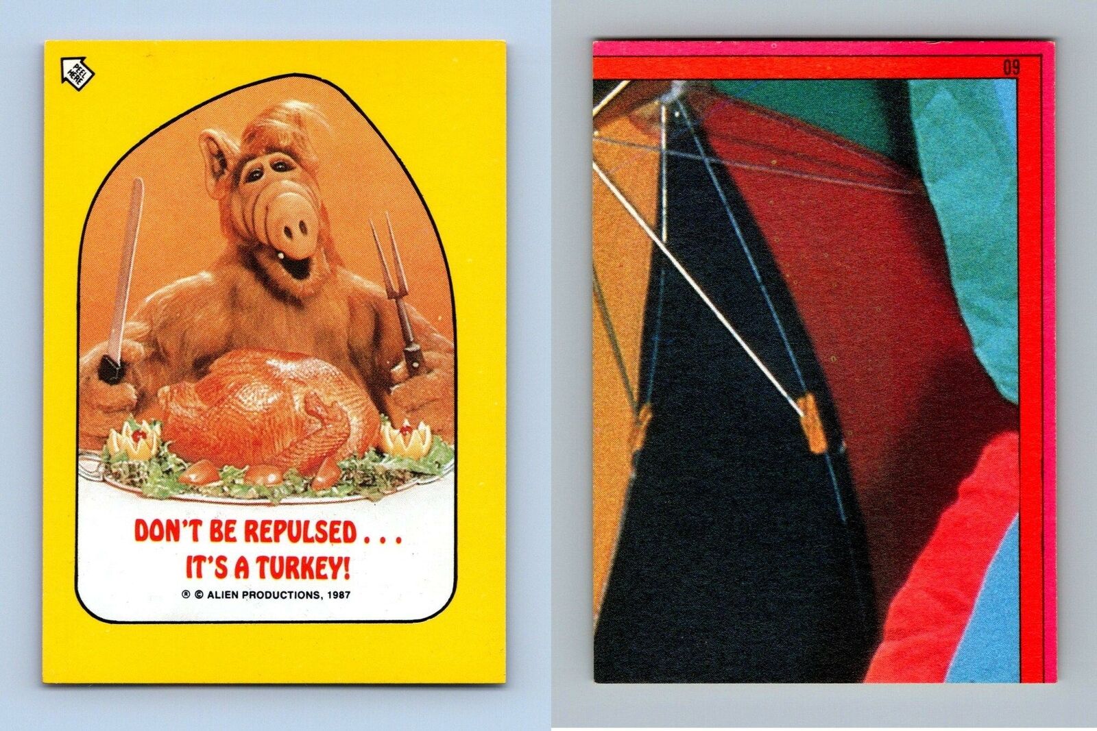 Red Puzzle Back #60 Alf 1987 Topps Small Trading Card / Sticker