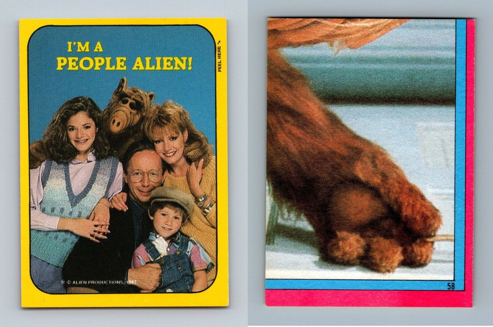 Blue Puzzle Back #58 Alf 1987 Topps Small Trading Card / Sticker