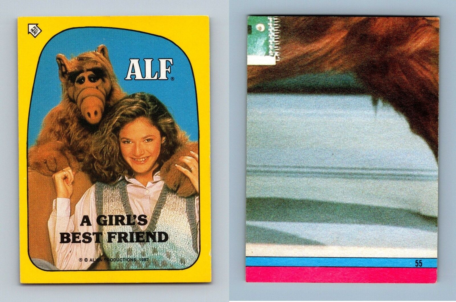 Blue Puzzle Back #55 Alf 1987 Topps Small Trading Card / Sticker