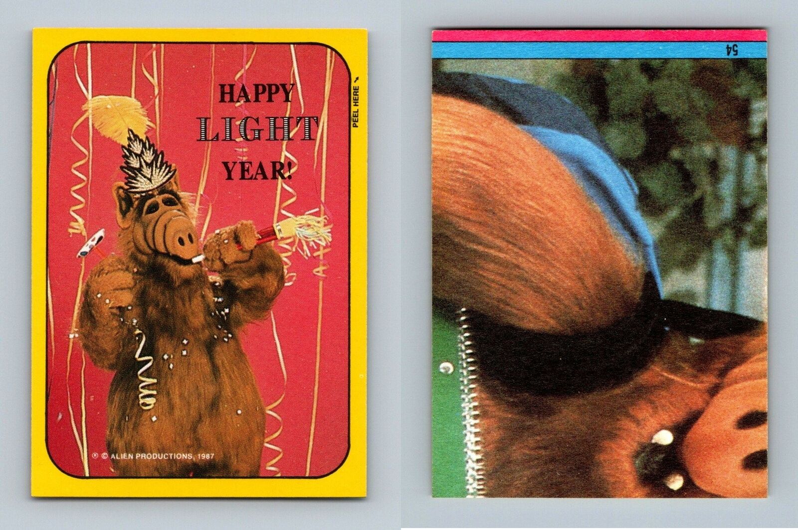 Blue Puzzle Back #54 Alf 1987 Topps Small Trading Card / Sticker